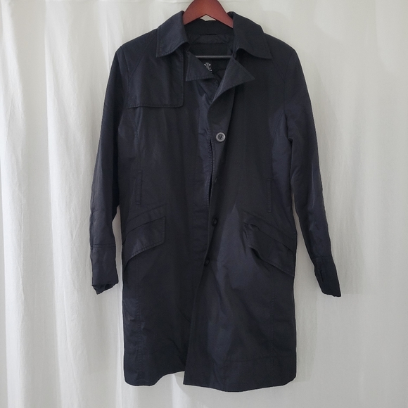 New York & Company Black Collared/Buttoned Trench Coat W/ Pockets Size M - Picture 1 of 9